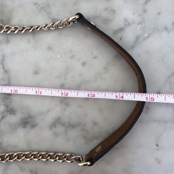 MICHAEL KORS Fulton Small Brown Gold Chain Shoulder Flap Bag - Picture 16 of 16